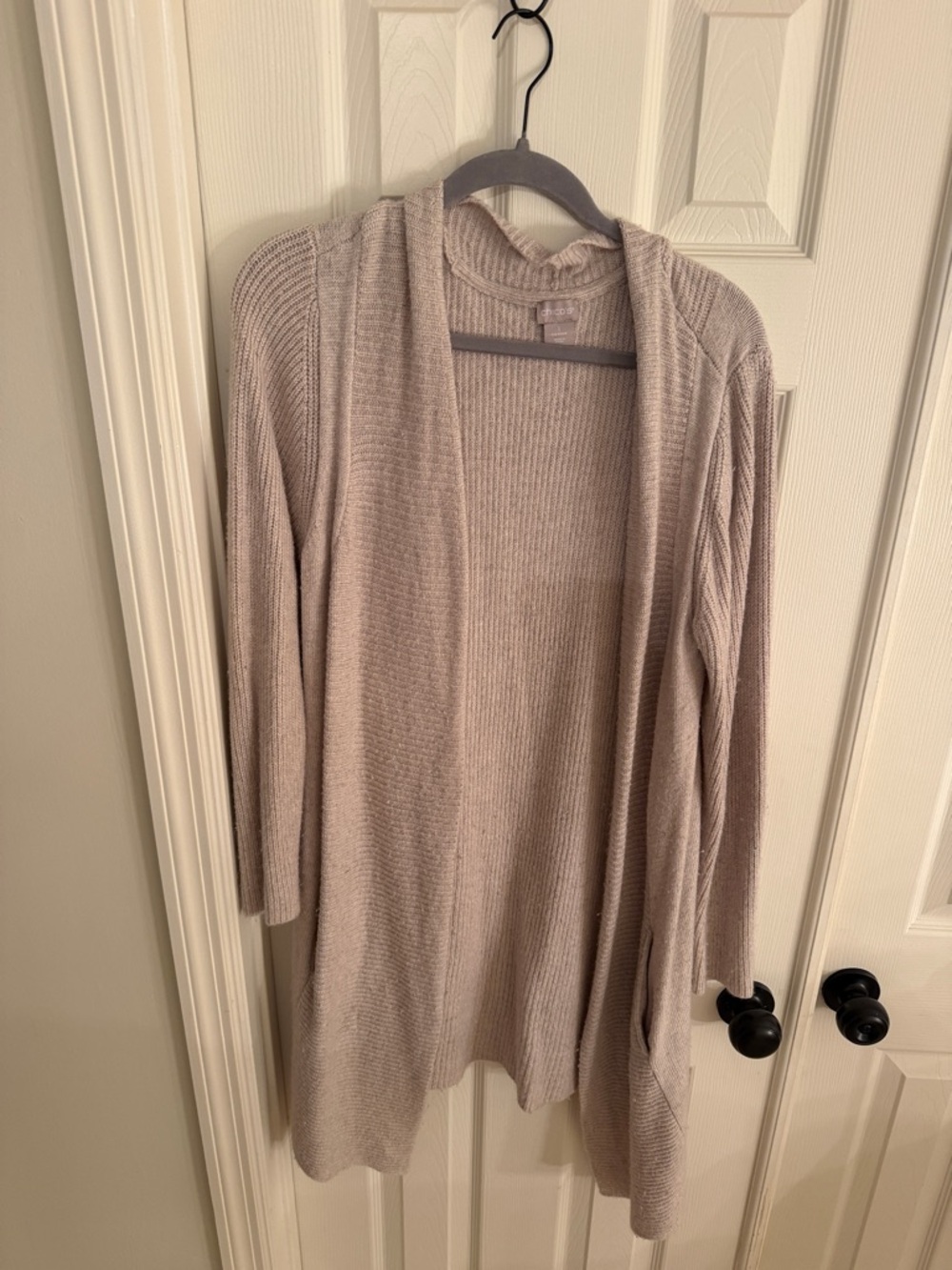 Chico's Light Cream Open-Front Ribbed Cardigan